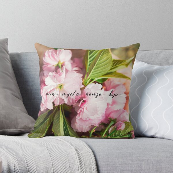 Nam Myoho Renge Kyo Cherry Blossoms Throw Pillow