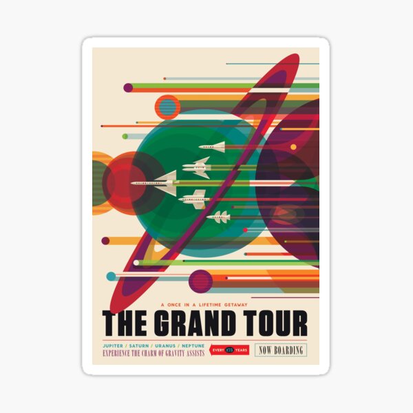 Vista previa del artículo con la obra «Póster The Grand Tour Vintage Space Race Era», diseñado y vendido por Unhinged Heather.