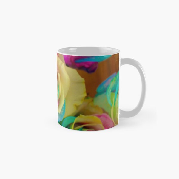 Neon Rainbow Roses Classic Mug