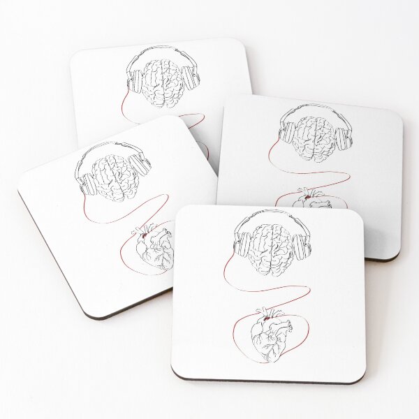 Item preview, Continuous line illustration of brain wearing headphones connected to heart. Abstract inspirational illustration encouraging to listen to your heart designed and sold by AriadnaArt.
