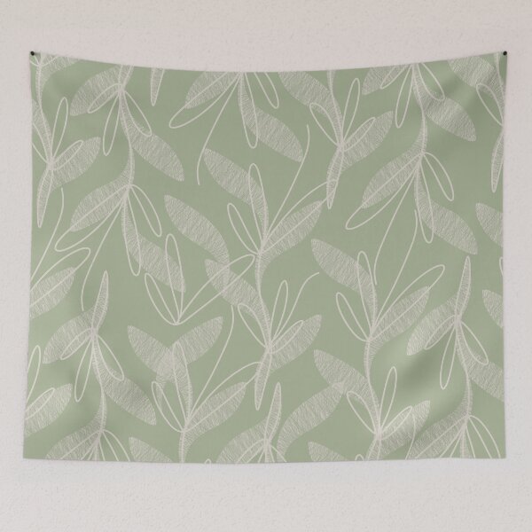 Item preview, Etched Leaves Floral Botanical Pattern in Sage Green and Beige designed and sold by kierkegaard.