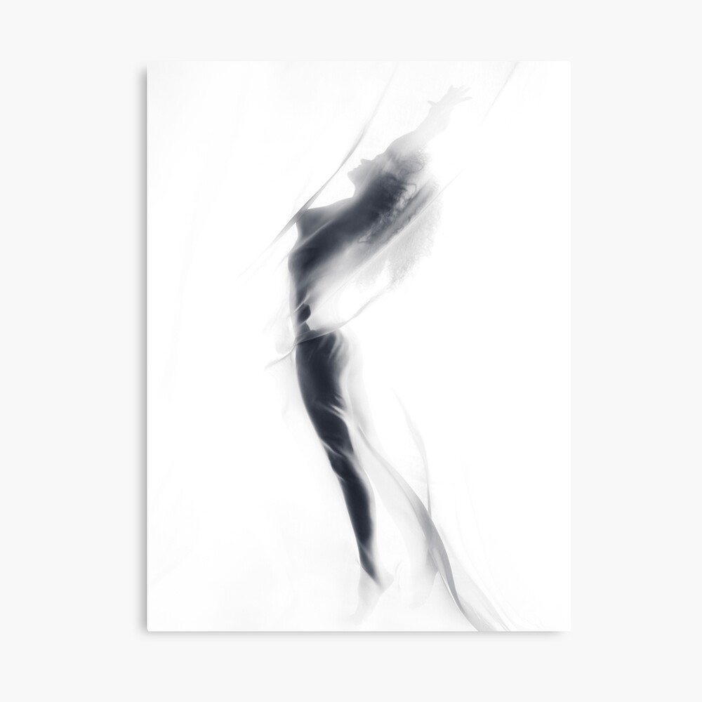 Abstract illusive silhouette of a nude woman suspended in glowing mist art  print