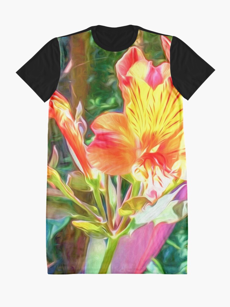 Alternate view of Alstroemeria Peruvian Lily Flowers Graphic T-Shirt Dress