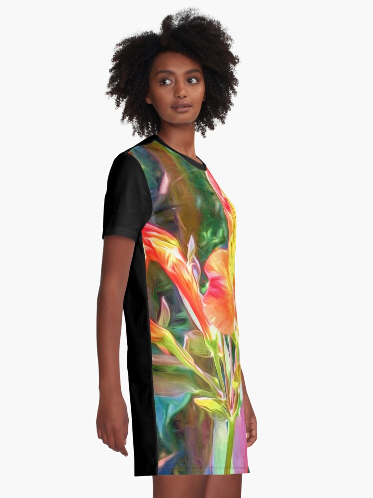 Alternate view of Alstroemeria Peruvian Lily Flowers Graphic T-Shirt Dress