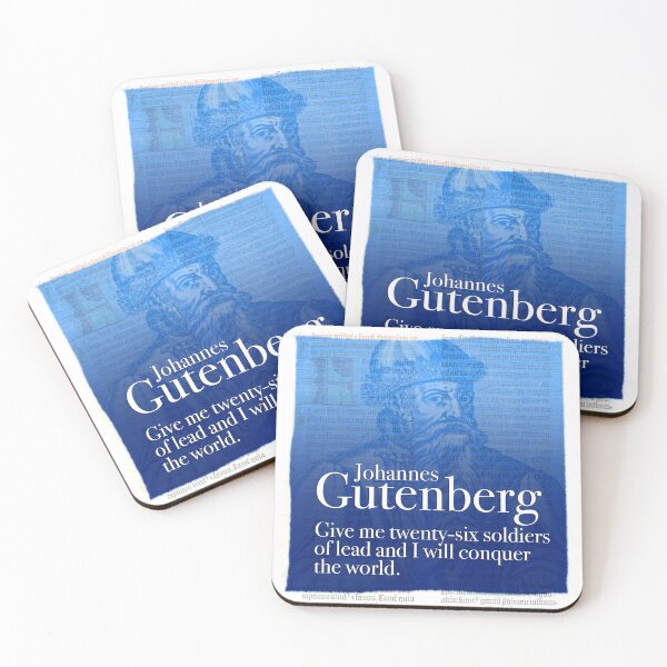 Item preview, Vintage Johannes Gutenberg Illustration and quote. Gutenberg bible background designed and sold by simonaFava.
