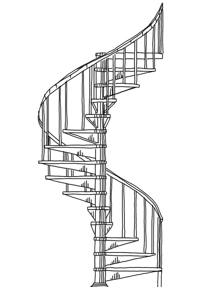 "spiral staircase line drawing" iPhone Case & Cover by andilynnf