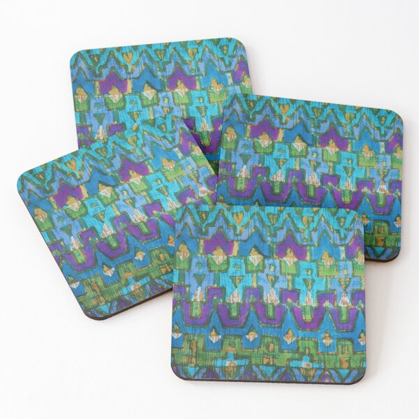 Item preview, Warp Print in Bues, Greens and Purple, designed and sold by Leslie Rogers Todder.
