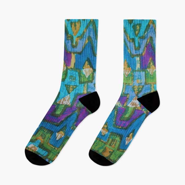Item preview, Warp Print in Bues, Greens and Purple, designed and sold by Leslie Rogers Todder.