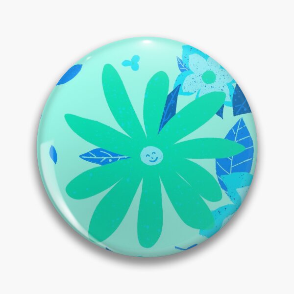 Item preview, Happy Smiling Flowers - Cartoon- Green on Mint designed and sold by Cosmic-Ferret.