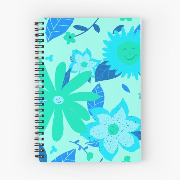 Item preview, Happy Smiling Flowers - Cartoon- Green on Mint designed and sold by Cosmic-Ferret.