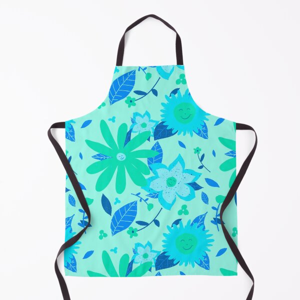 Item preview, Happy Smiling Flowers - Cartoon- Green on Mint designed and sold by Cosmic-Ferret.