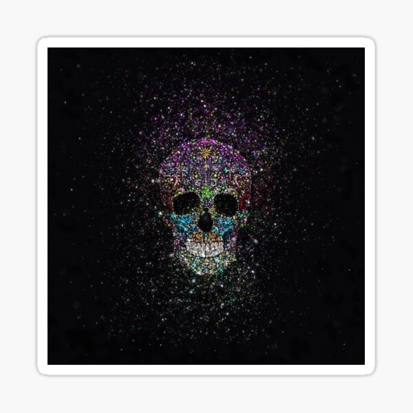 Glitter Color Skull Sticker