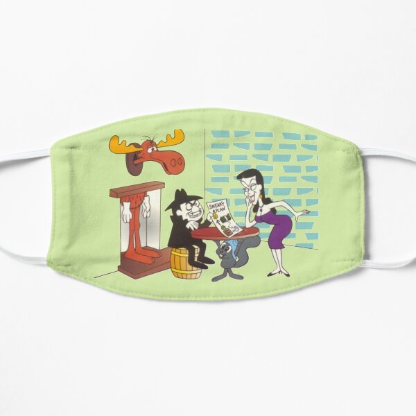 Rocky and Bullwinkle Hide from Boris and Natasha Flat Mask