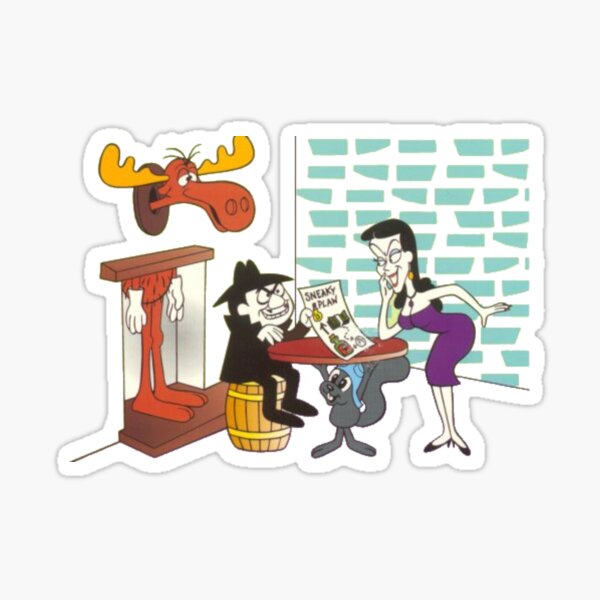 Rocky and Bullwinkle Hide from Boris and Natasha Sticker