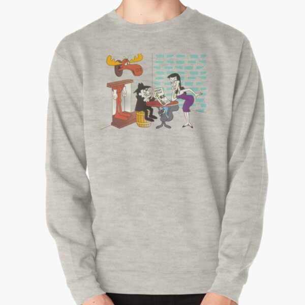 Rocky and Bullwinkle Hide from Boris and Natasha Pullover Sweatshirt