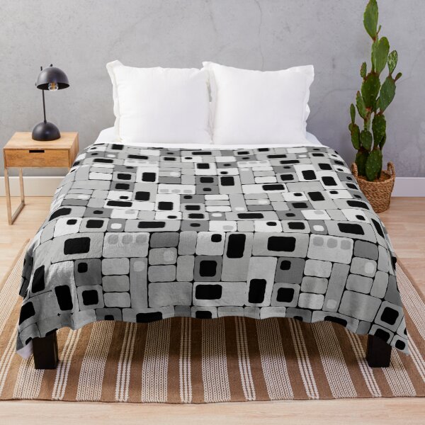 Item preview, Geometric, Pattern, Shapes, Lines, Modern, Abstract, Art, Squares N' Rectangles - Gray 1 on Black designed and sold by LucidLounger.