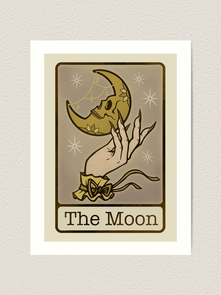 Tan, Blue, shops Black 18 x 24” Graphic Tarot Card The Moon on Canvas Acrylic Original Painting Wall Art