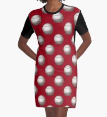 Baseball auf rotem Hintergrund T-Shirt Kleid