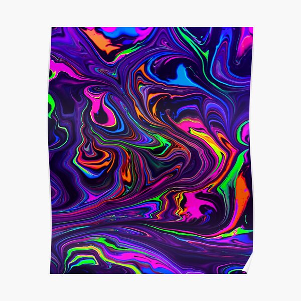 Neon Space Waves Poster