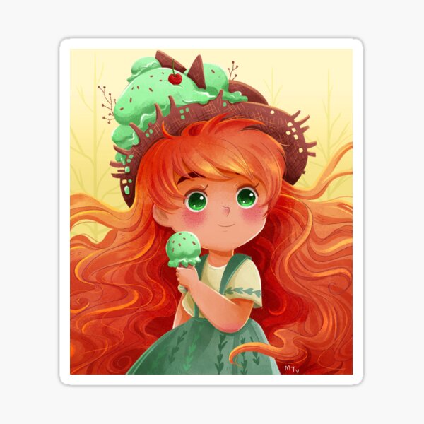 "Mint Ice cream girl" Sticker for Sale by MelinaTeixeira Redbubble