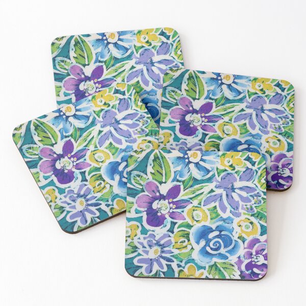 Item preview, Batik Floral in Blue Yellow and Green designed and sold by Leslie Rogers Todder.