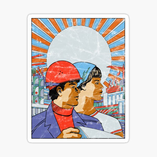 Vista previa del artículo con la obra «Cartel de propaganda rusa vintage: industria y trabajo duro», diseñado y vendido por Unhinged Heather.