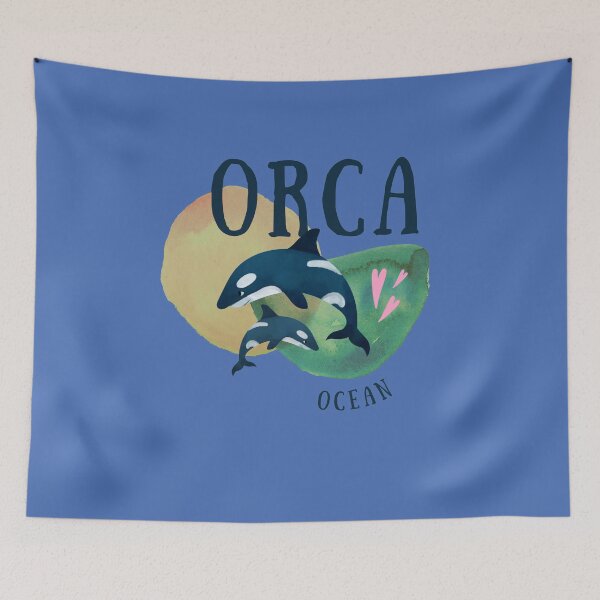 Item preview, Baby orca and his mom in the ocean designed and sold by PhotoPrise.
