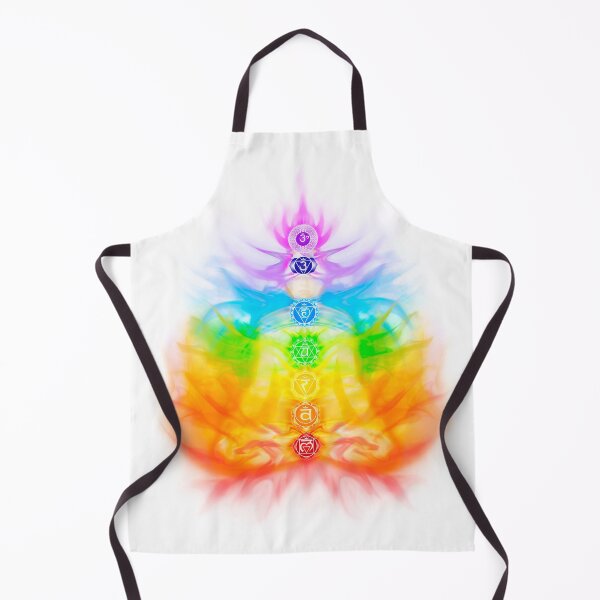 Item preview, Yoga meditation conceptual illustration with chakras and energy flow on human body art print designed and sold by AwenArtPrints.