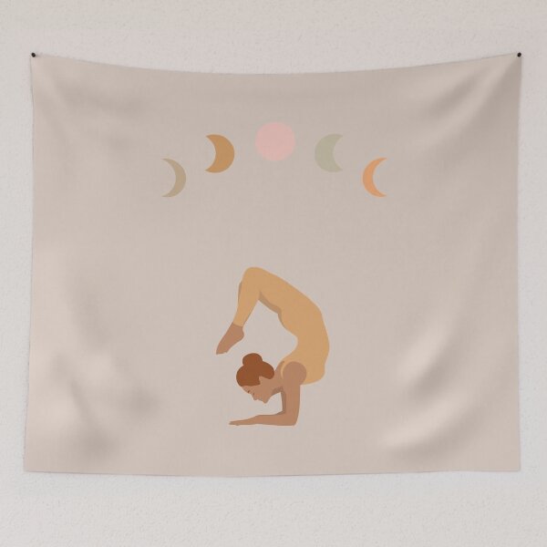Item preview, Moon Phases Yoga Pose | Boho Yoga Art designed and sold by Sadhana Design Studio.