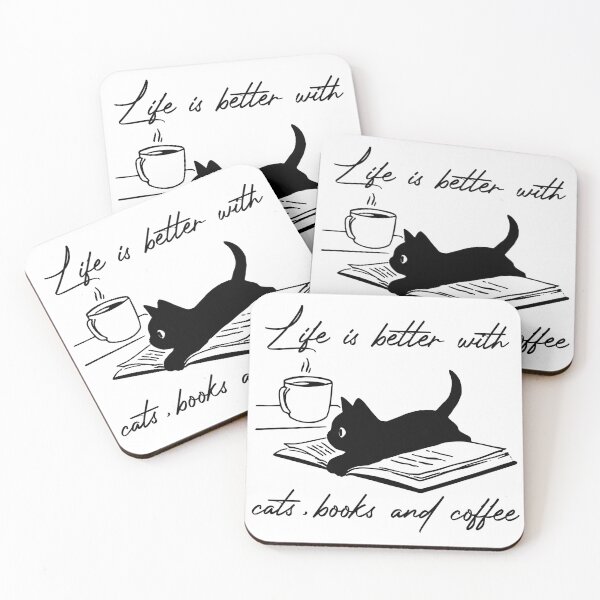Item preview, Life is better with cats books and coffee designed and sold by bestluck90.