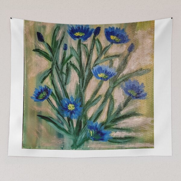 Item preview, Abstract blue wildflowers  designed and sold by kkartwork.