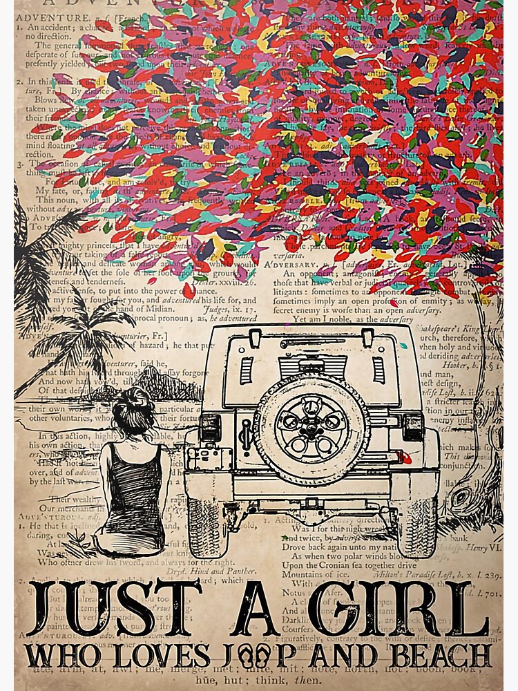 "Wanderlust Jeep Just A Girl Who Loves Jeep And Beach Poster" Sticker