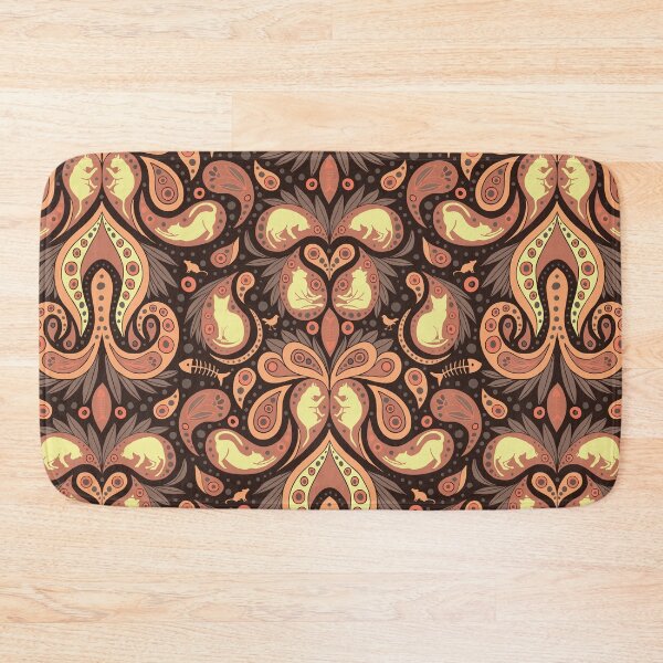 Item preview, Kitty Cat Paisley in Peach, Cream & Brown designed and sold by somecallmebeth.