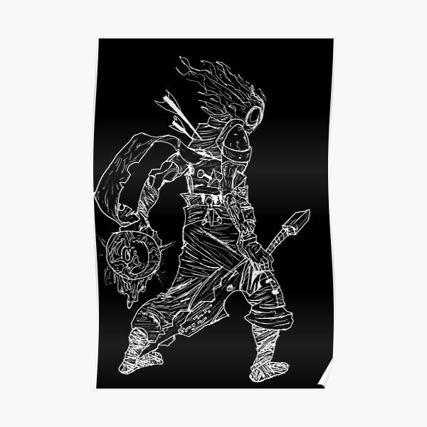 Dead Cells Line Art Black Poster By Mrincognito789 Redbubble