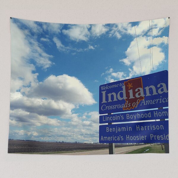 Item preview, Welcome to Indiana Sign Along a Two Lane Highway on a Cloudy Afternoon designed and sold by Mothe3rd.