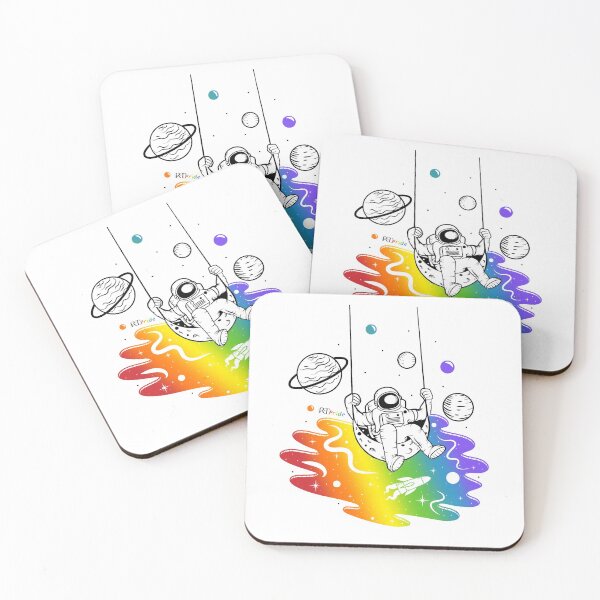 Item preview, Rainbow space, astronaut swinging designed and sold by RikkyTeesPride.