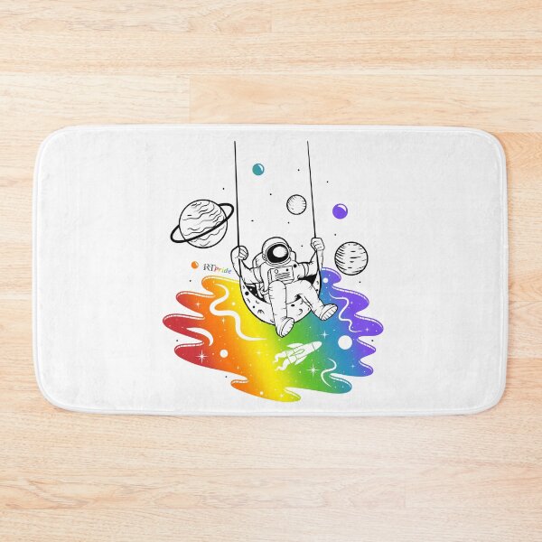 Item preview, Rainbow space, astronaut swinging designed and sold by RikkyTeesPride.
