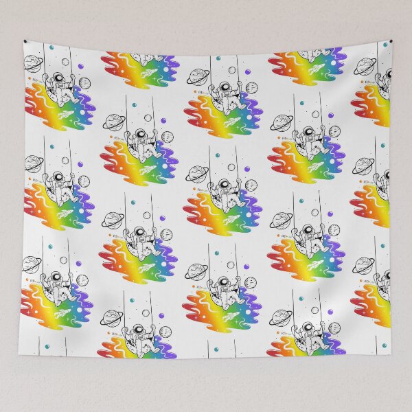 Item preview, Rainbow space, astronaut swinging designed and sold by RikkyTeesPride.