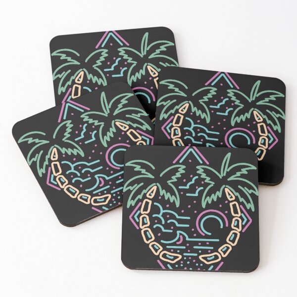 Item preview, Retro Summer Beach Line Art with Palm Trees designed and sold by SLAG-Creative.