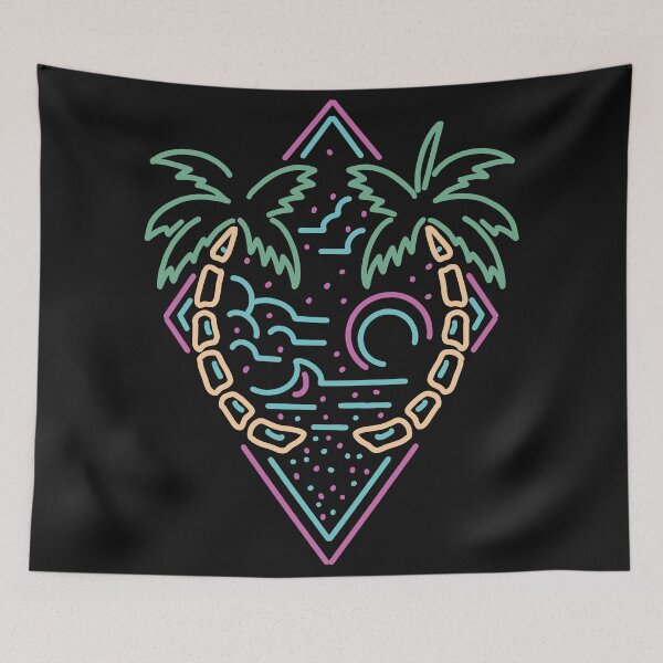 Item preview, Retro Summer Beach Line Art with Palm Trees designed and sold by SLAG-Creative.