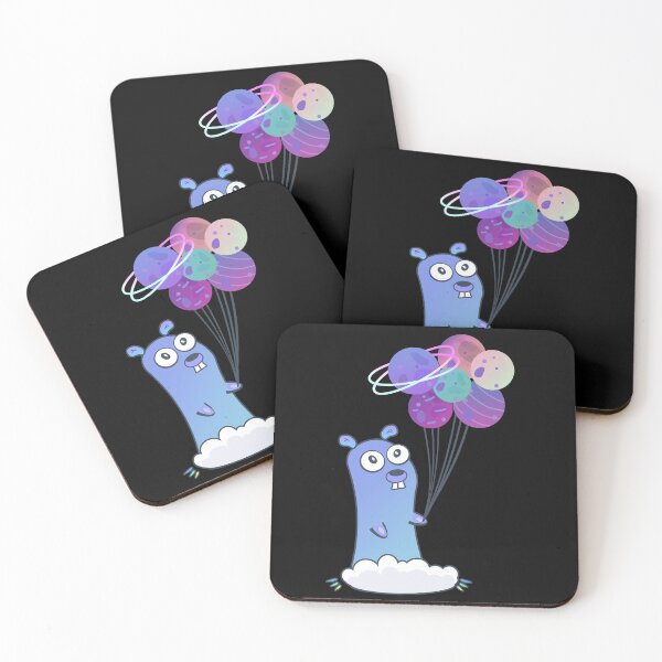 Item preview, Golang gopher in space with planets like bubbles designed and sold by Olena Du.