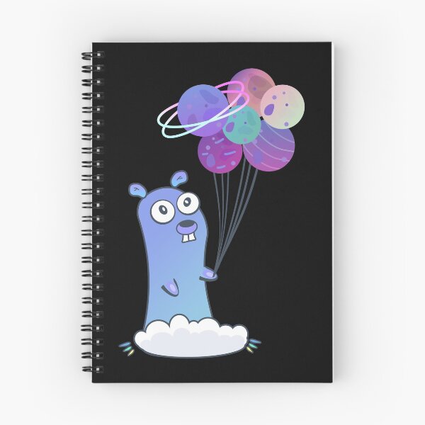 Item preview, Golang gopher in space with planets like bubbles designed and sold by Olena Du.