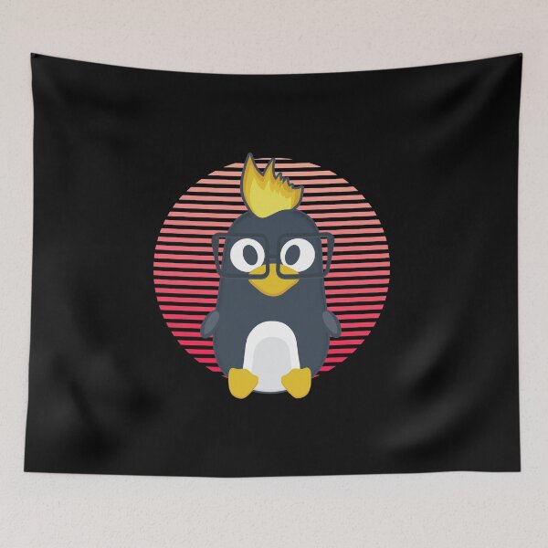 Item preview, Linux tux penguin like nerd in red bg designed and sold by Olena Du.
