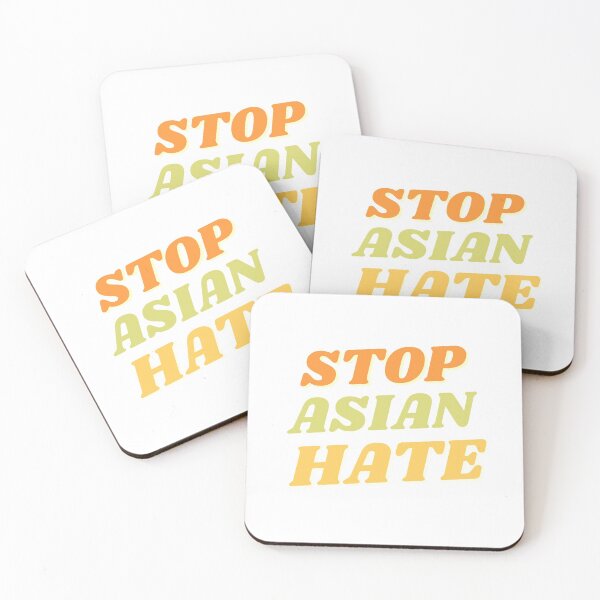 Item preview, Stop Asian Hate AAPI Asian Lives matter quote in orange, green and yellow tones.  designed and sold by KIKAIA  The Label.