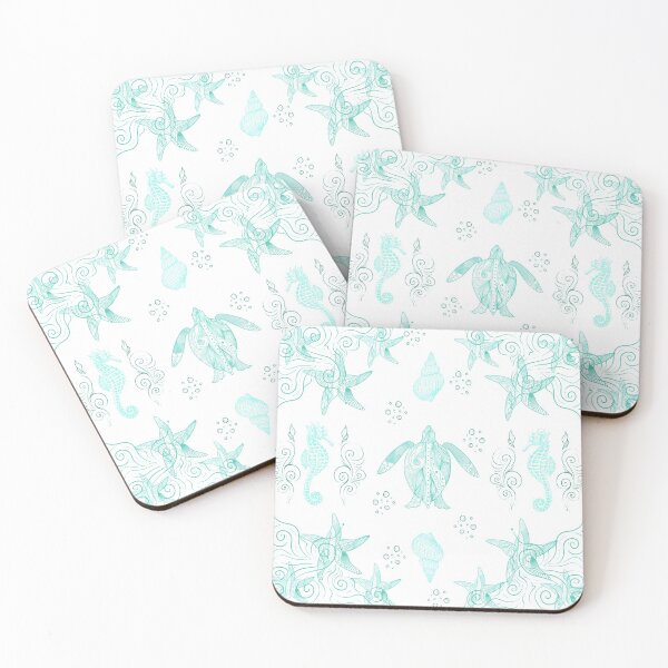 Item preview, White and blue sealife pattern designed and sold by Dolyaz.