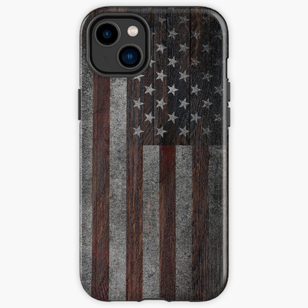 American Flag on Weathered Wood