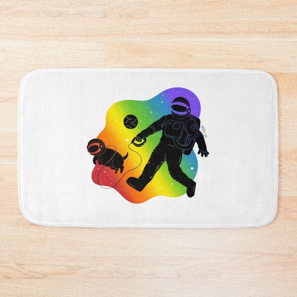 Item preview, Rainbow space, astronaut walking dog designed and sold by RikkyTeesPride.