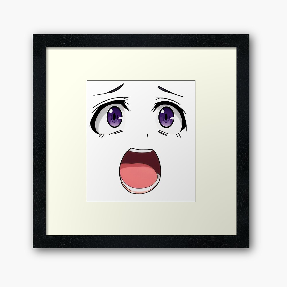 anime face purple eyes framed art print by ggwp redbubble