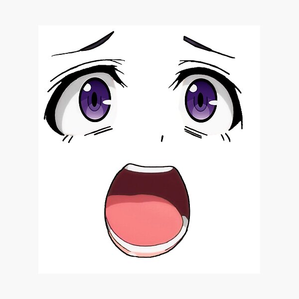 anime face purple eyes photographic print by ggwp redbubble redbubble