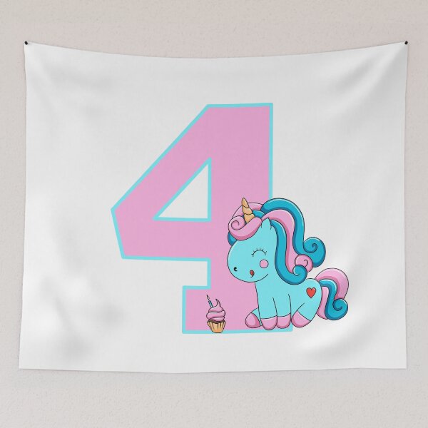 Item preview, Number four with a Candyfloss Unicorn designed and sold by MammaPanda.